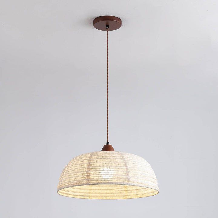 Lampe à suspension en bois et tissu