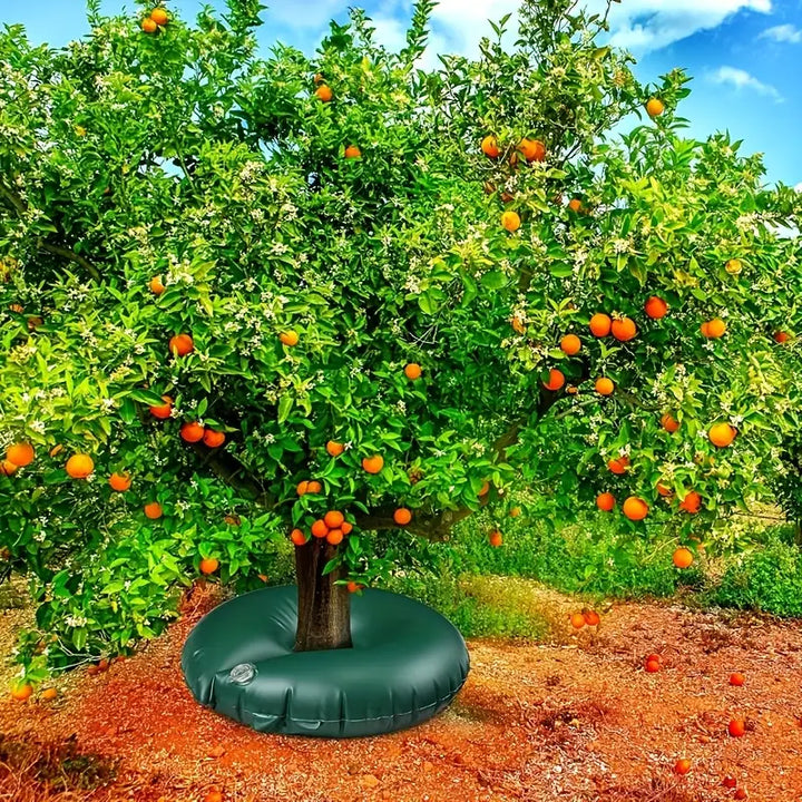"Baum Bewässerungstasche mit Tropfbewässerung für gleichmäßige Wasserzufuhr an Wurzeln, ideal für Gartenpflege."
