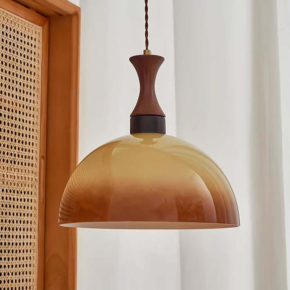 Suspension rétro en verre ambré 30 cm