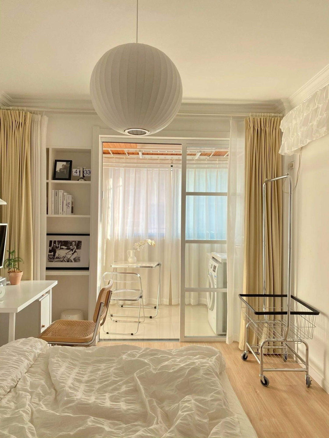 Lampe suspendue moderne blanche - soie et acier