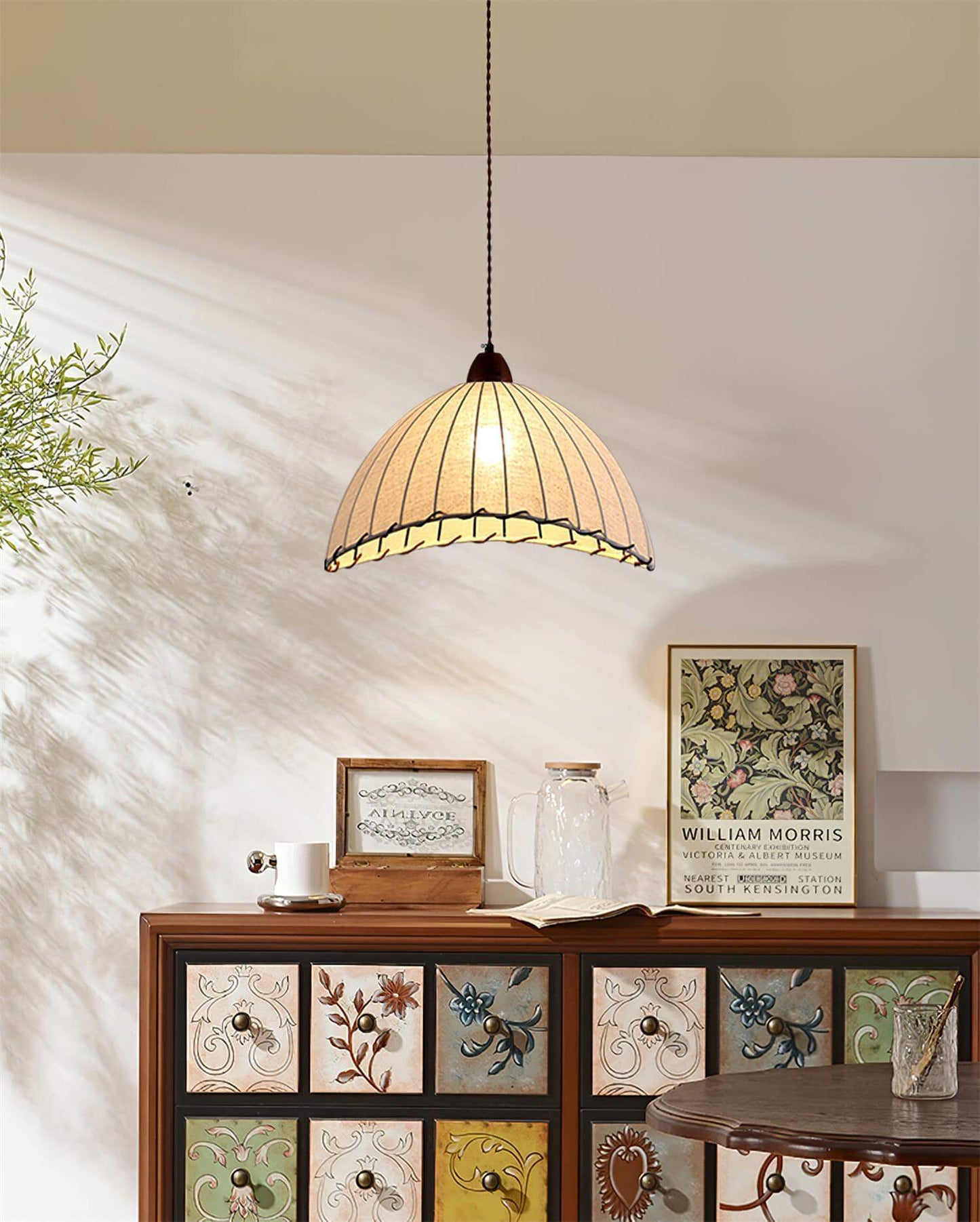 Holz & Stoff Hängeleuchte
