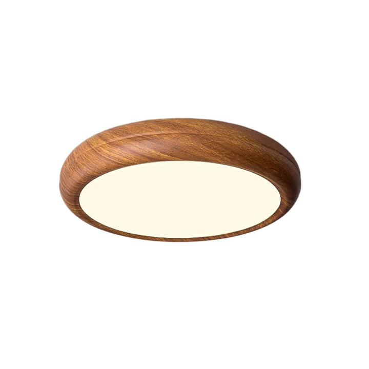 Plafonnier LED aspect bois moderne rond