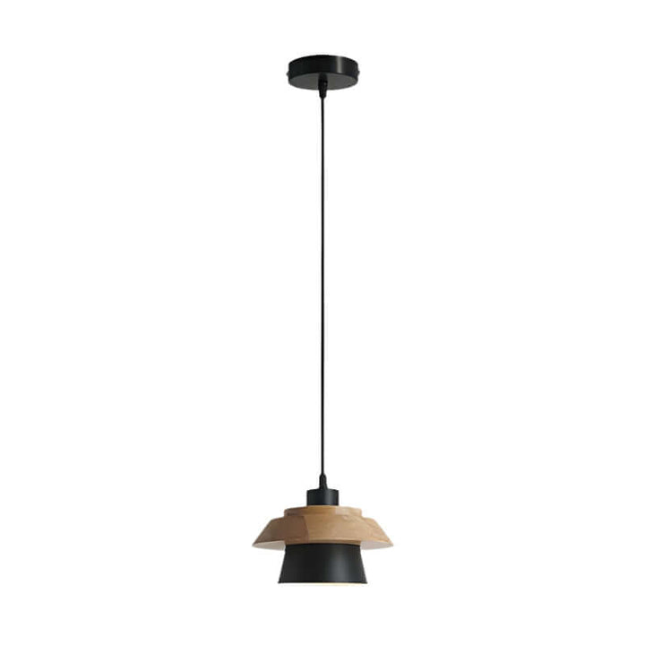 Lampe suspendue design en bois et pierre