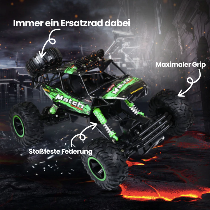 "BeastTrek X4 RC Monstertruck mit robustem Design, 4x4-Antrieb und großen Gummireifen für Offroad-Abenteuer."