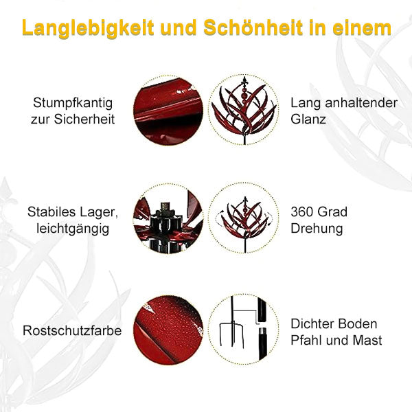 Blaues Metall-Windspiel im robusten Design für den Garten, elegantes Dekor für Außenbereiche.