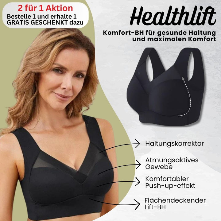 "Bügelloser Komfort-BH in Beige, ergonomisch, nahtlos, mit gepolsterten Trägern, ideal für besseren Halt und Körperhaltung."