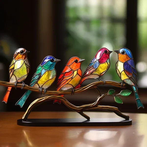 "Bunte, handgefertigte Glasvogel-Statuette, seitlich, elegante Farben, ideal für Wohnraumdeko, einzigartig & kunstvoll"