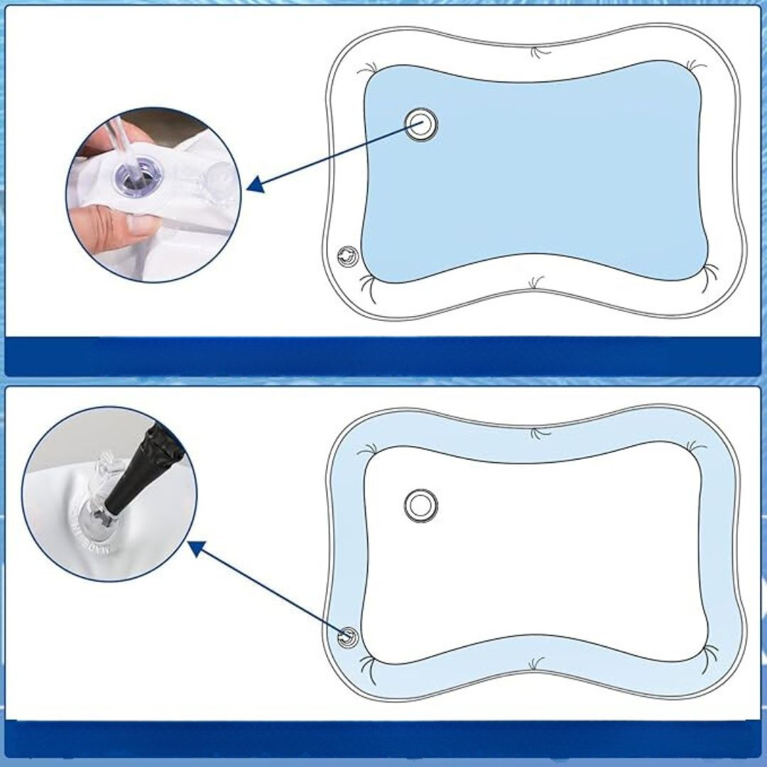 "Bunte Wasserspielmatte für Babys mit Tiermotiven, fördert motorische Fähigkeiten und bietet interaktiven Spielspaß."