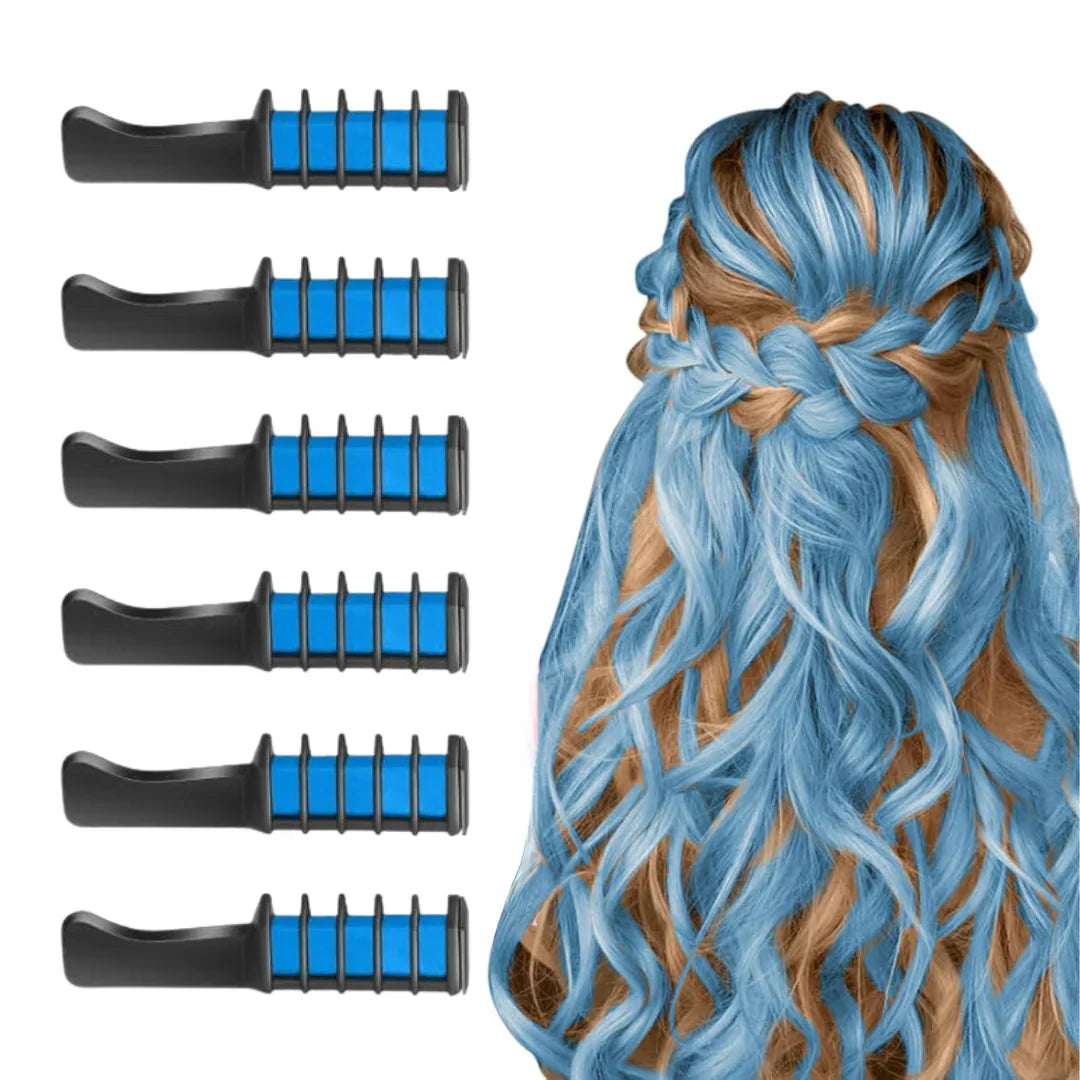 "Bunter waschbarer Haarkreide-Kamm für kreative Haar-Highlights und einfaches Styling, ideal für temporäre Farbveränderungen.