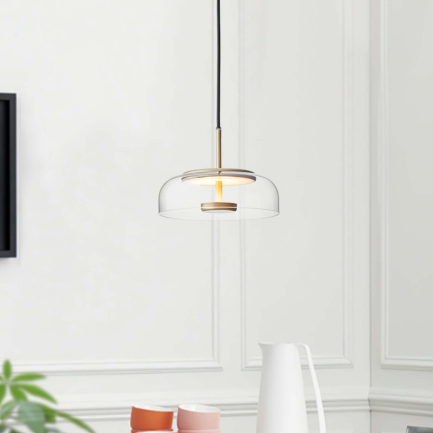Moderne Pendelleuchte - Messing & Glas