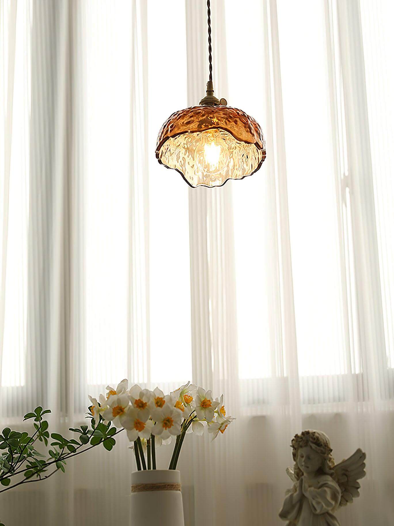 Suspension vintage en verre marron clair