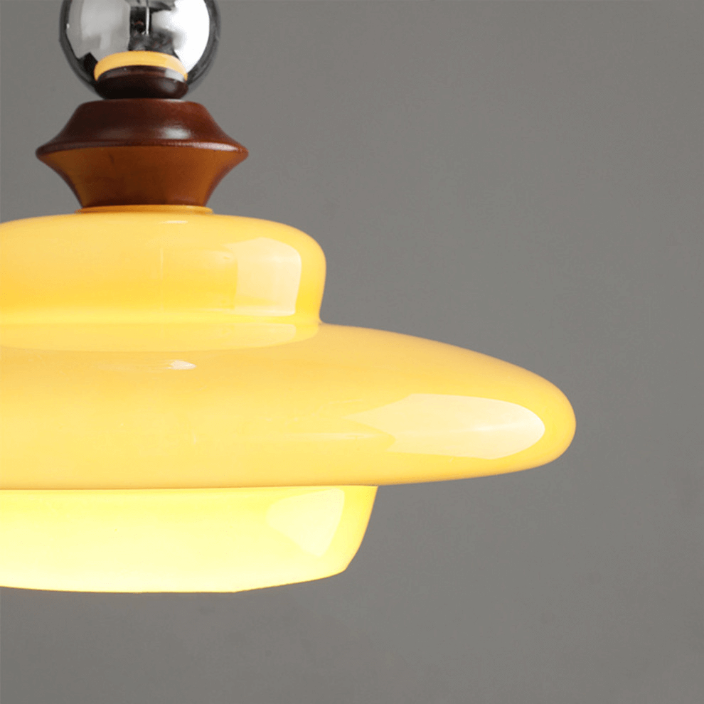 Elegante Beige Glas Hängeleuchte