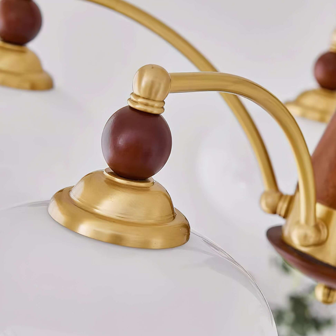 Lustre rétro en bois et laiton