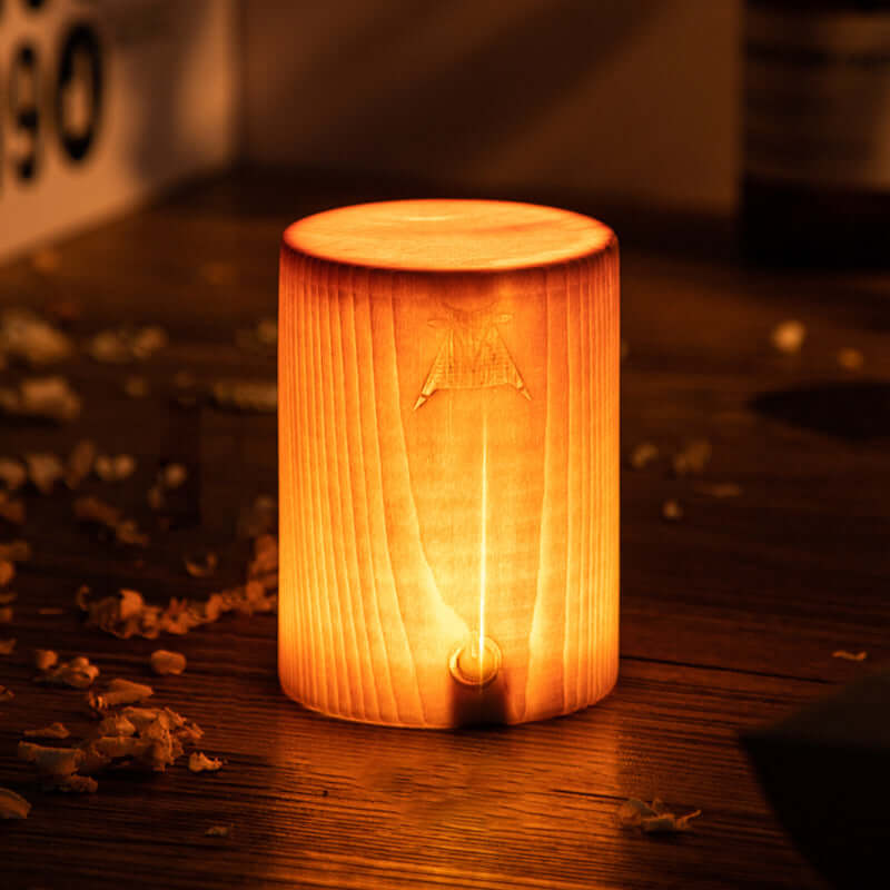 LED Tischlampe Holzoptik Akku & Touch