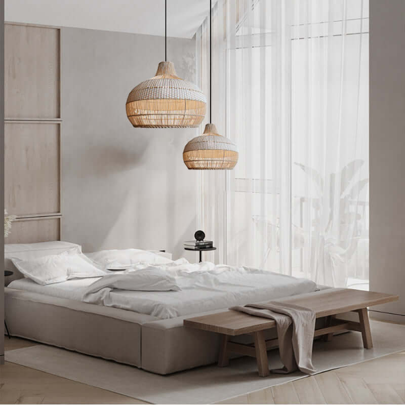 Handgewebte Rattan Pendelleuchte