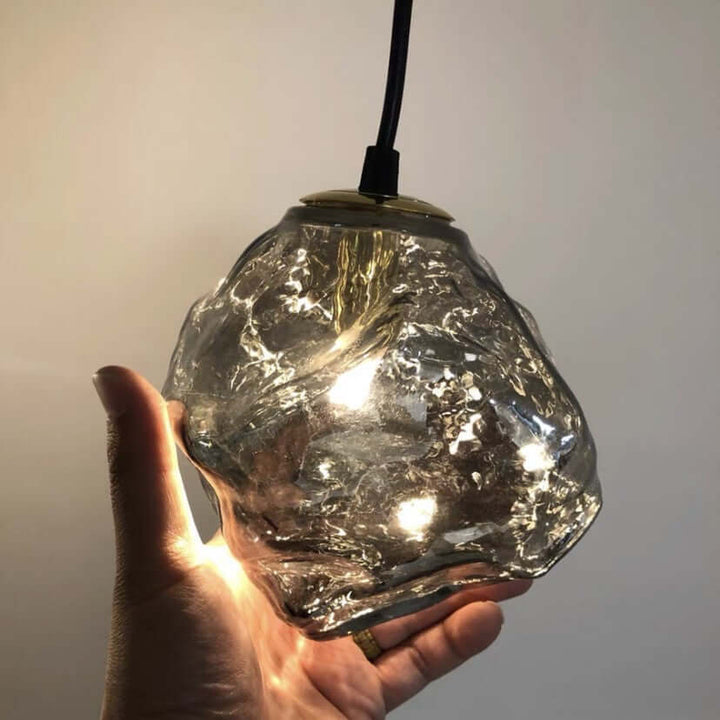 Lampe suspendue moderne en verre et cuivre