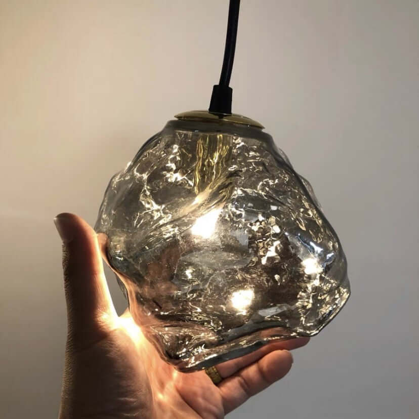 Lampe suspendue moderne en verre et cuivre