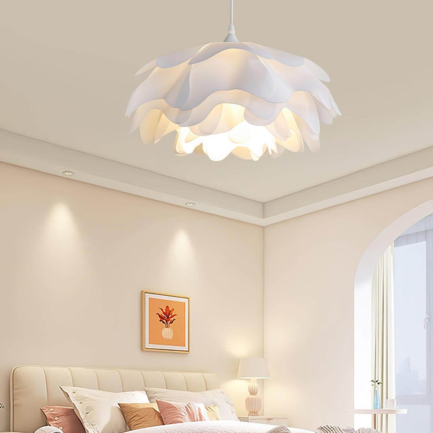 Blumenförmige LED Pendelleuchte Weiß
