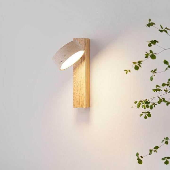 Drehbare Stein & Holz Wandleuchte mit LED