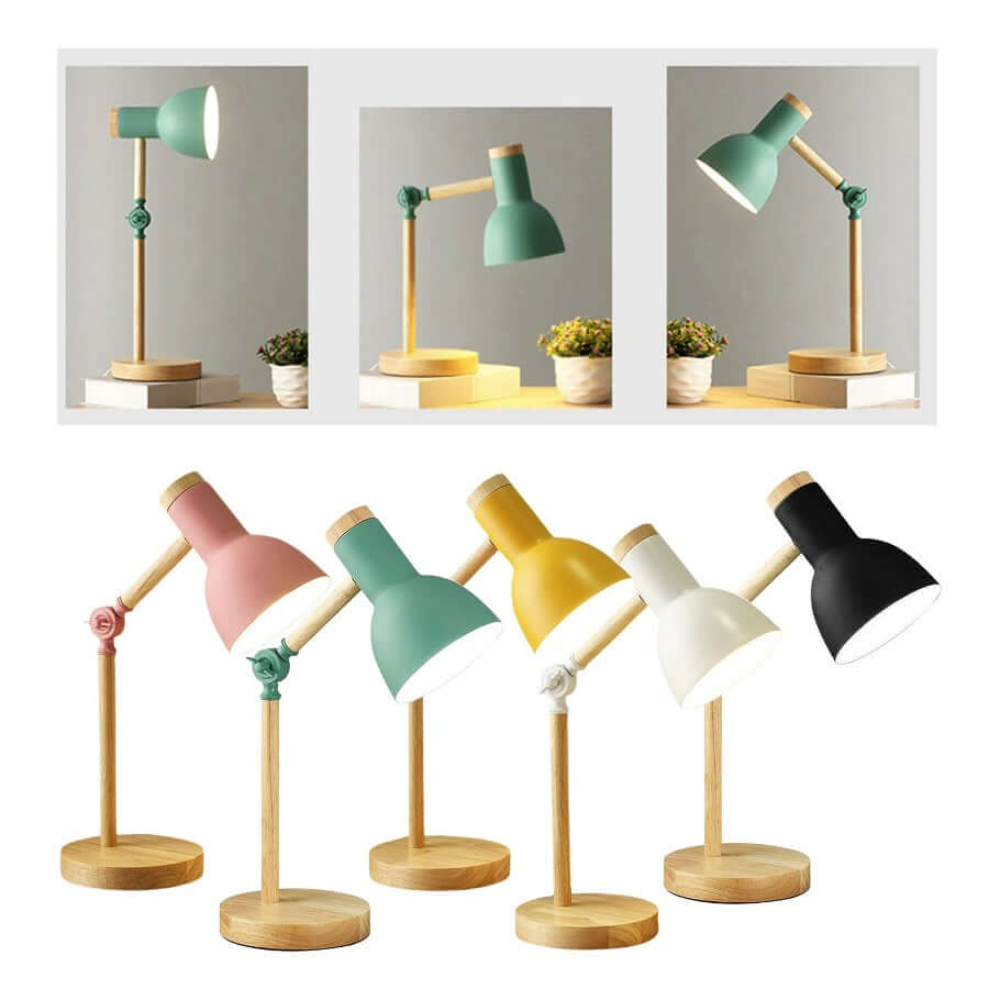 Lampe de table réglable en bois - Design scandinave