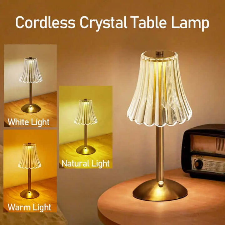 Lampe de table LED en cristal à intensité variable - sans fil