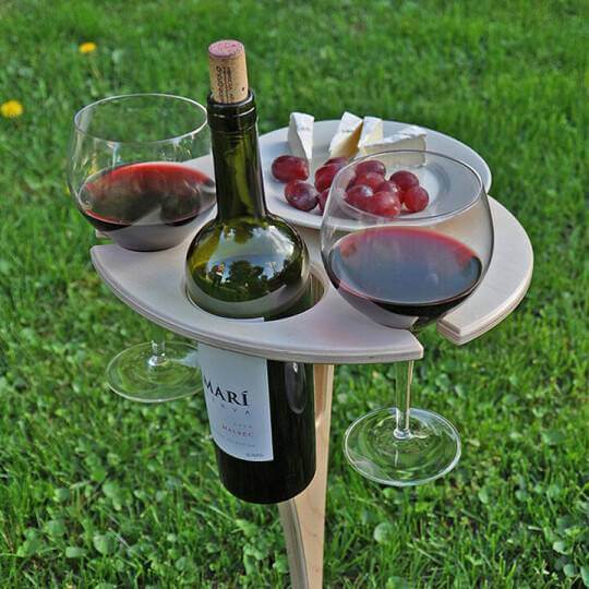 Picknicktisch klappbar Holz Weinhalter Weingläser Garten