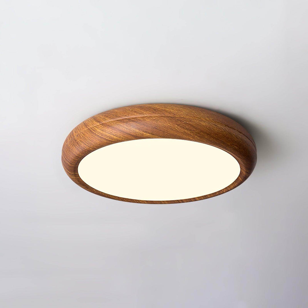 Plafonnier LED aspect bois moderne rond