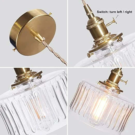 Lampe suspendue élégante en verre cristal vintage