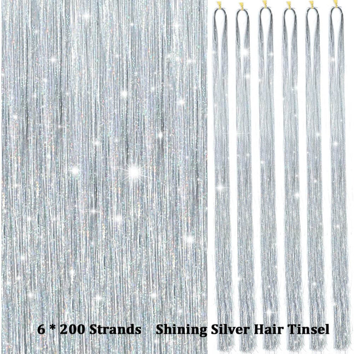 Glitzer Haar-Tinsel Set - Funkelnde Strähnen