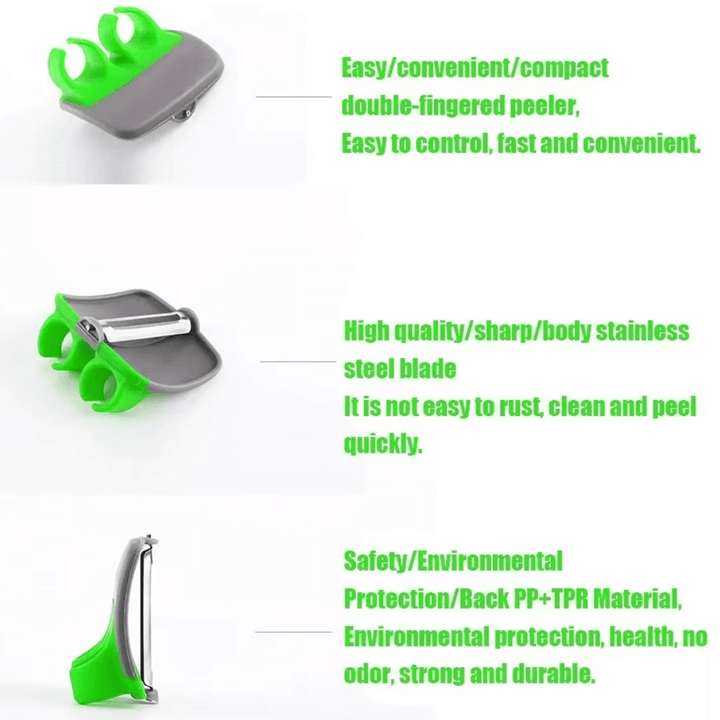 Lot de 4 éplucheurs à légumes à doigts - acier inoxydable