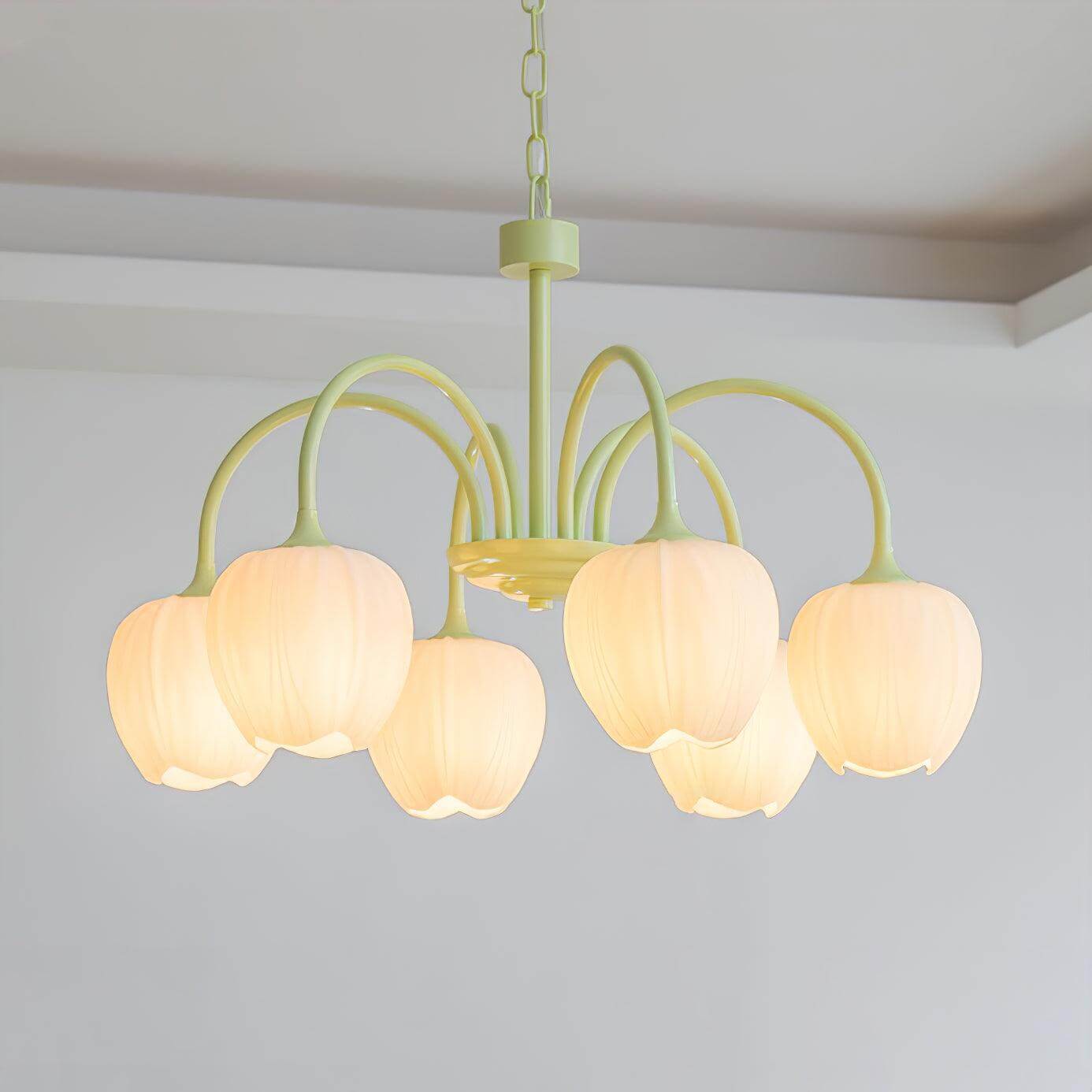 Tulpen-Matcha-Kronleuchter - 5-8 Leuchten