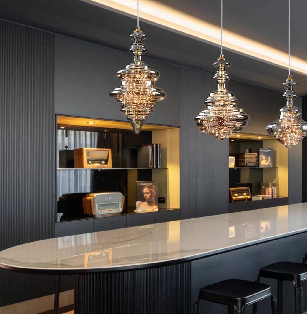 Suspension moderne en verre ciel étoilé gris