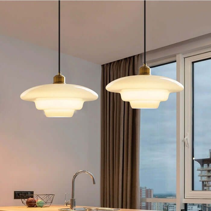 Lampe à suspension élégante en verre blanc