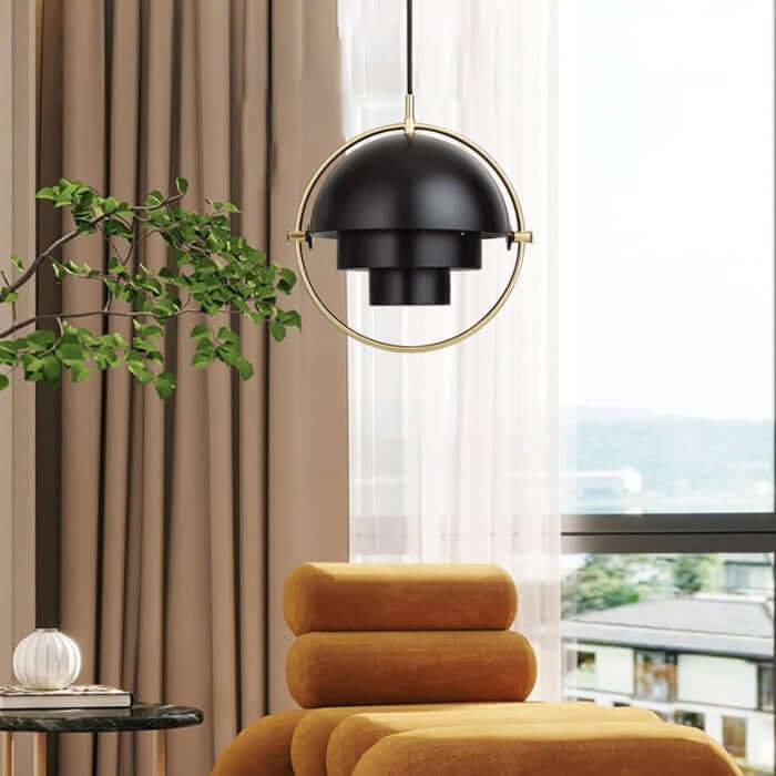 Lampe suspendue rotative multicouche en métal