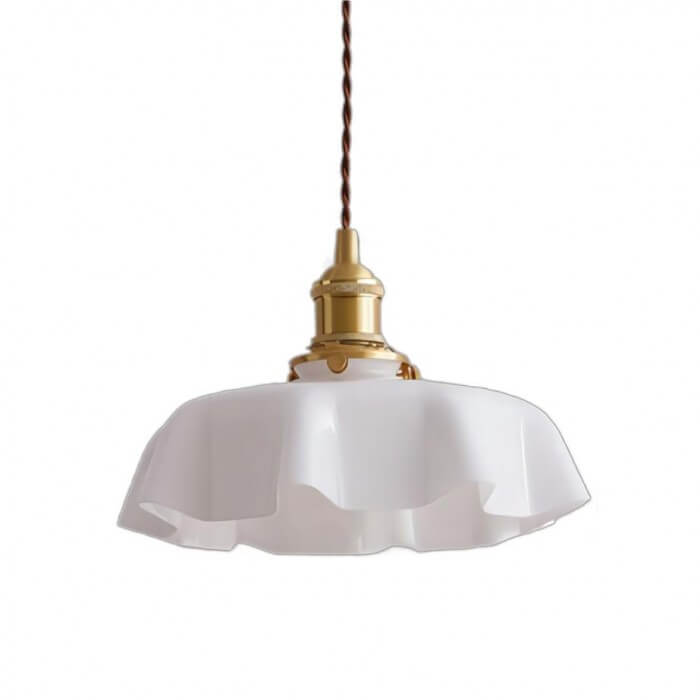 Lampe suspendue rétro fleur en verre crème