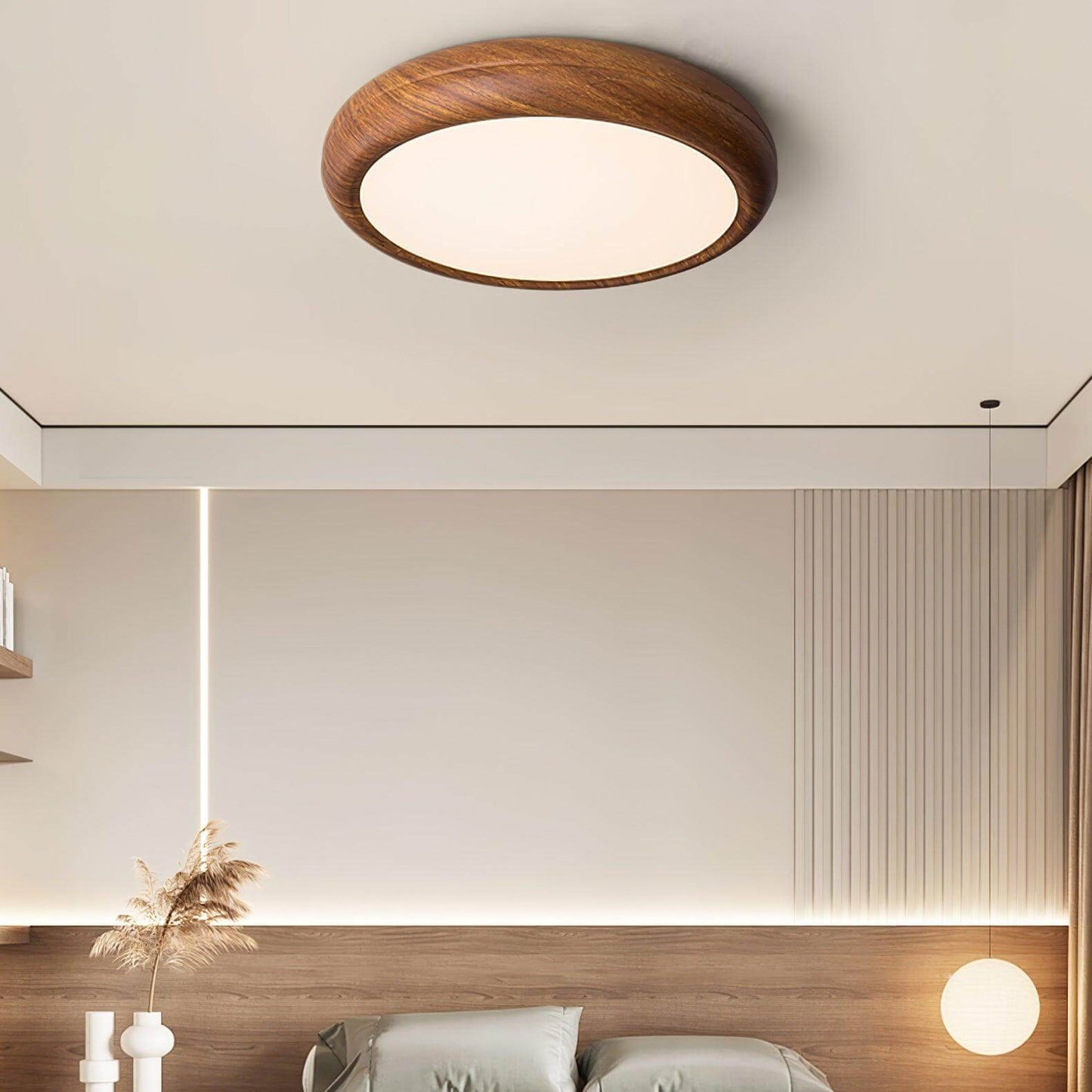 LED Deckenleuchte Holzoptik Modern Rund