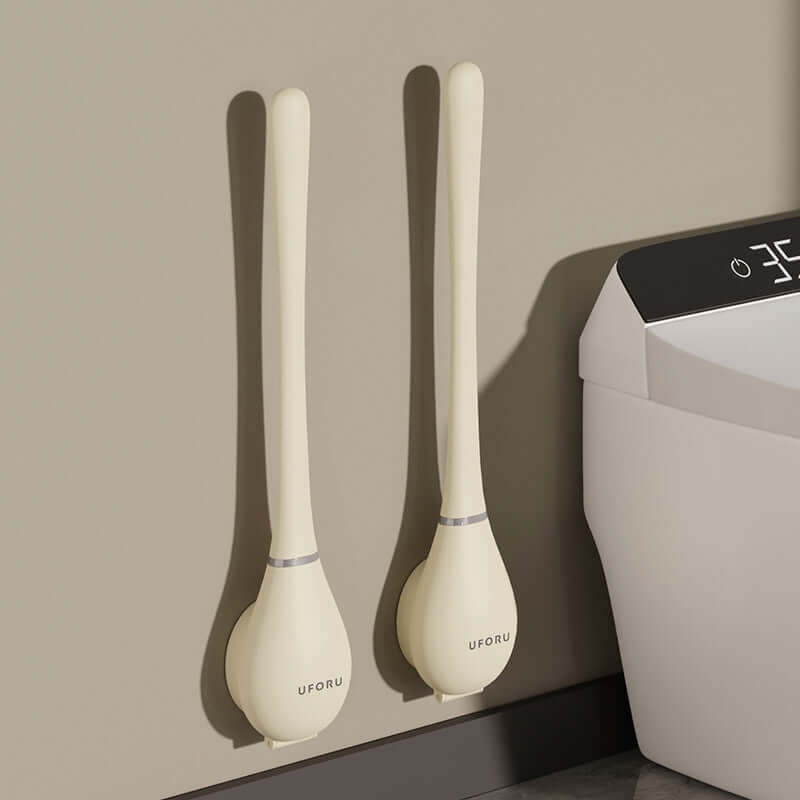 Brosse de toilette en silicone avec support