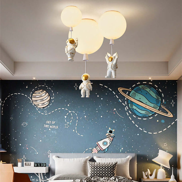 Plafonnier LED moderne « Lune et Astronautes »