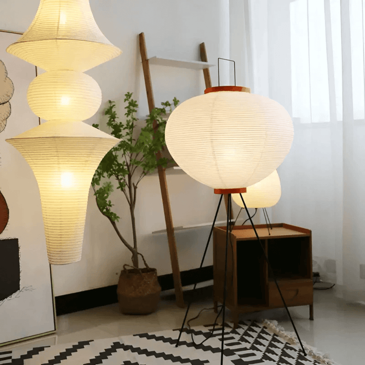 Lampadaire en papier de riz LED blanc chaud