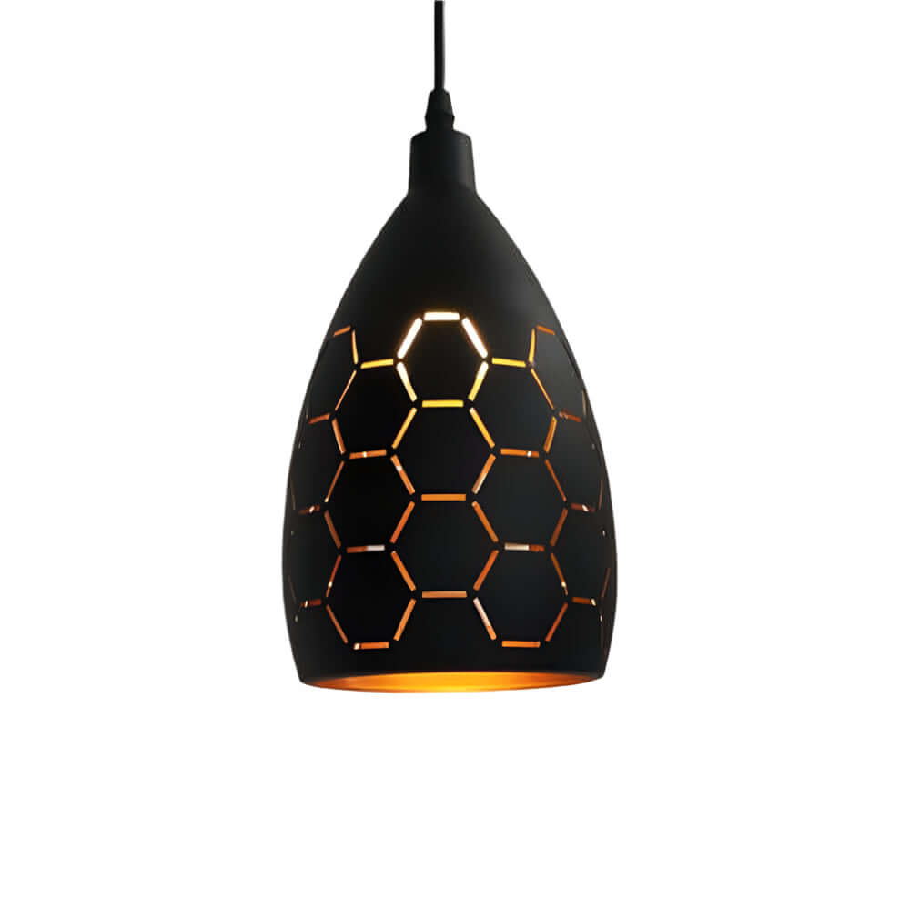 Lampe suspendue en métal motif noir