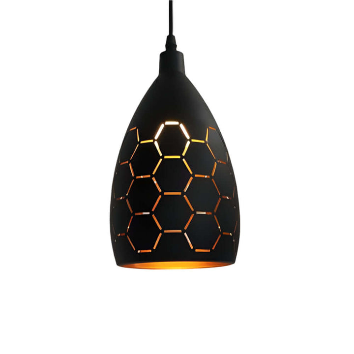 Lampe suspendue en métal motif noir