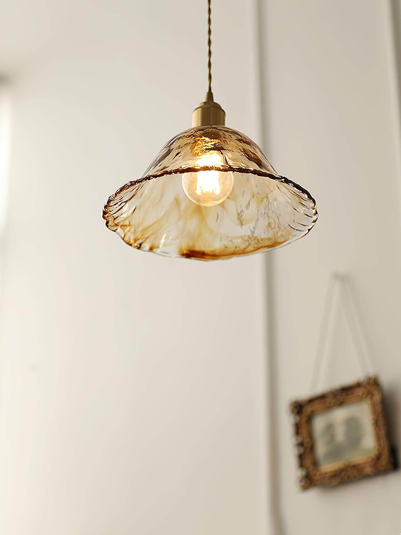 Suspension vintage en verre marron clair