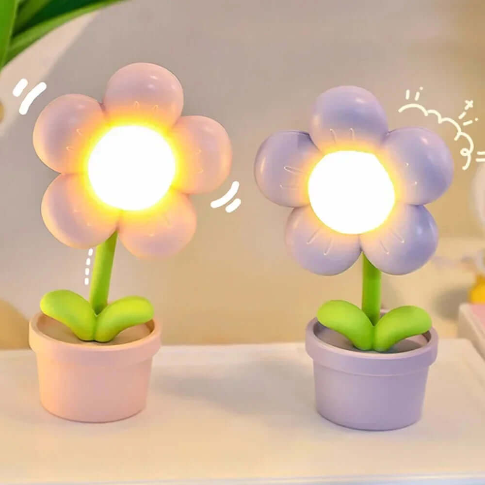 Lampe de table LED à fleurs - Lampe décorative à lumière d'ambiance
