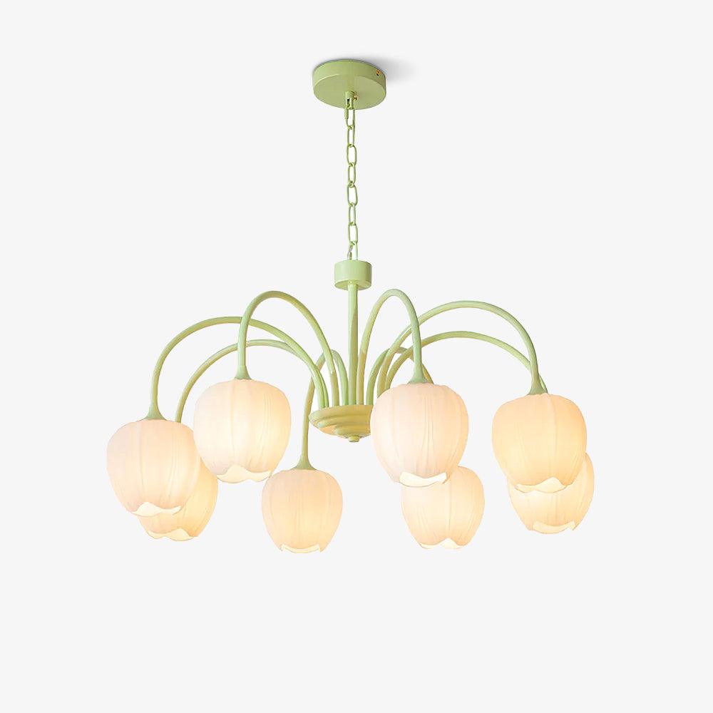 Tulpen-Matcha-Kronleuchter - 5-8 Leuchten