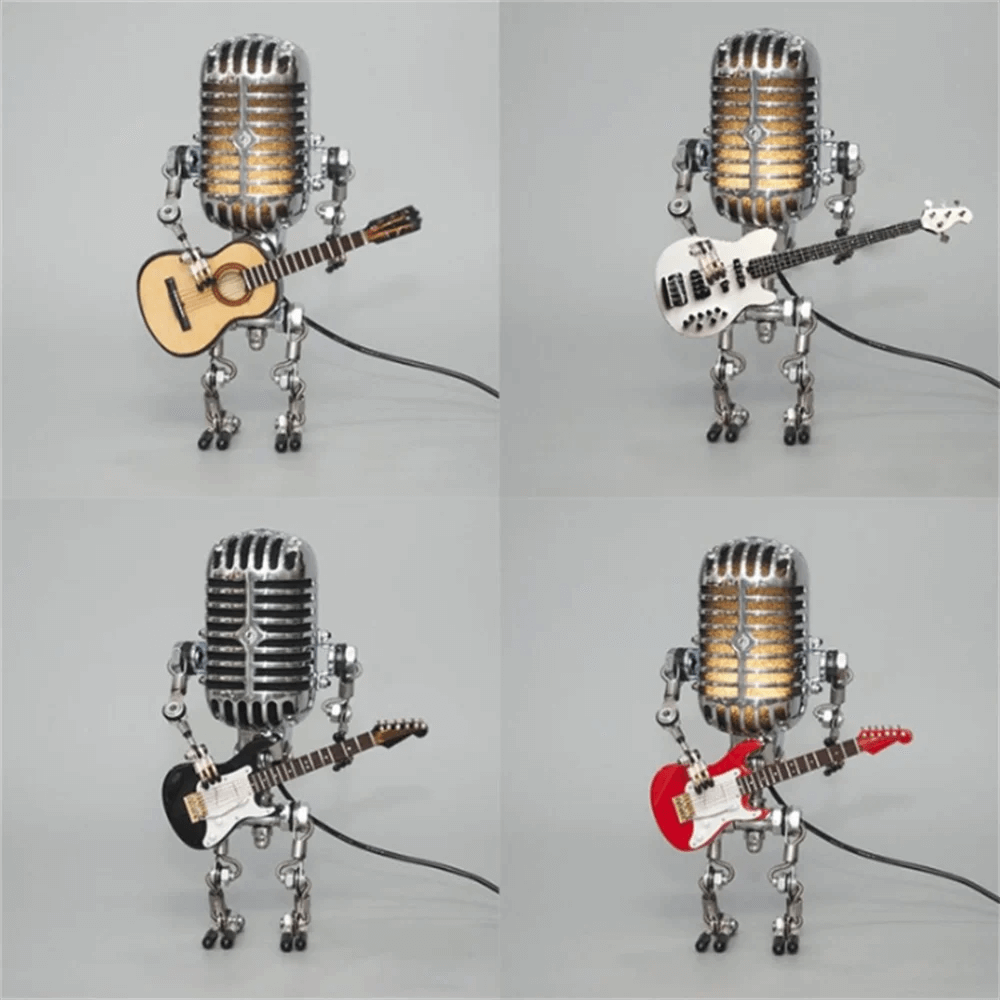 Dimmbare Roboter Tischleuchte mit Gitarre