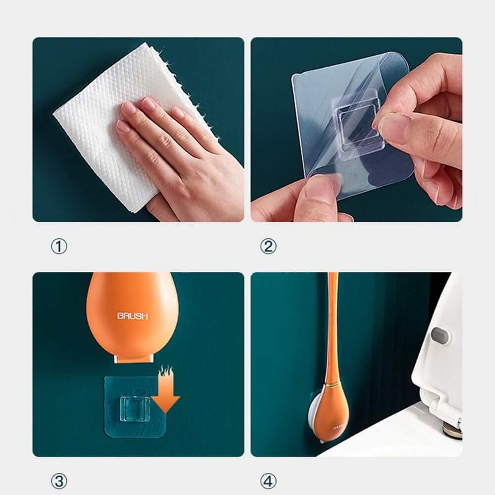 Brosse de toilette en silicone avec support
