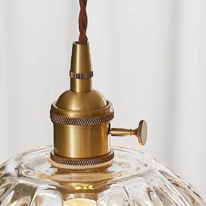 Lampe suspendue dorée en forme de fleur de verre