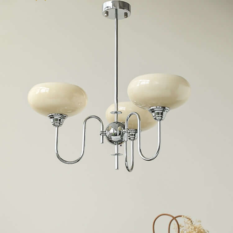 Lustre en verre kaki couleur crème