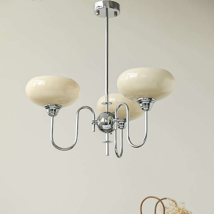 Lustre en verre kaki couleur crème