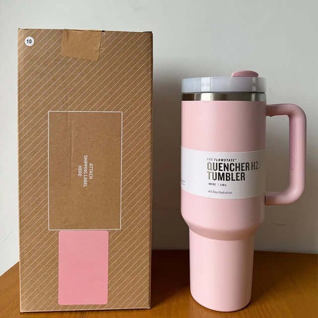 40oz Isolierter Edelstahl Reisebecher mit Griff & Strohhalm